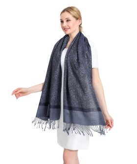 (image for) Paisley Jacquard Pashmina Navy