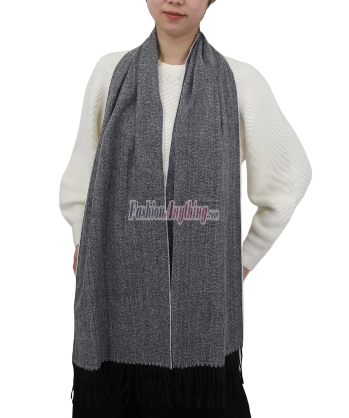 (image for) Woven Cashmere Feel Plaid Scarf Dark Grey