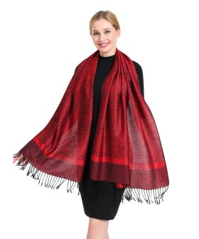 (image for) Paisley Jacquard Pashmina Black/Red