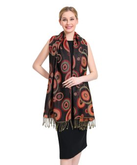 (image for) Multi-Colored Circle Pattern Pashmina Black / Red