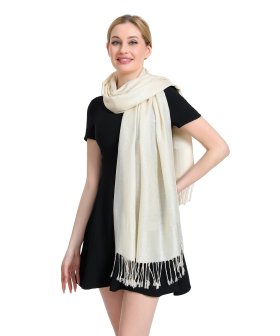 (image for) Paisley Jacquard Pashmina Ivory