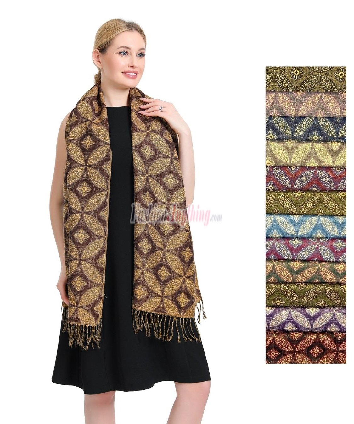 (image for) Metallic Ancient lucky Coin Pashmina (11 Colors, 1DZ)