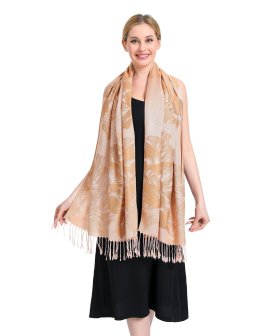 (image for) Peony Pattern Pashmina Tan