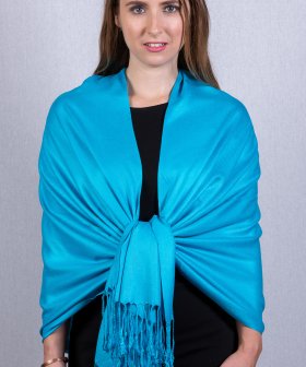 Silky Soft Solid Pashmina Scarf Bright Blue