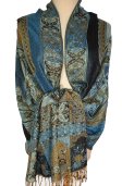 (image for) Paisley Flowers Pashmina Steel Blue