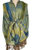(image for) Paisley Flowers Pashmina Green