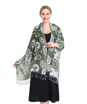 (image for) Multi-Colored Circle Pattern Pashmina Green