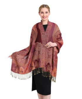 (image for) Paisley Flowers Pashmina Dark Pink